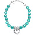Unconditional Love Heart and Pearl Necklace Aqua Md 8-10 UN863006